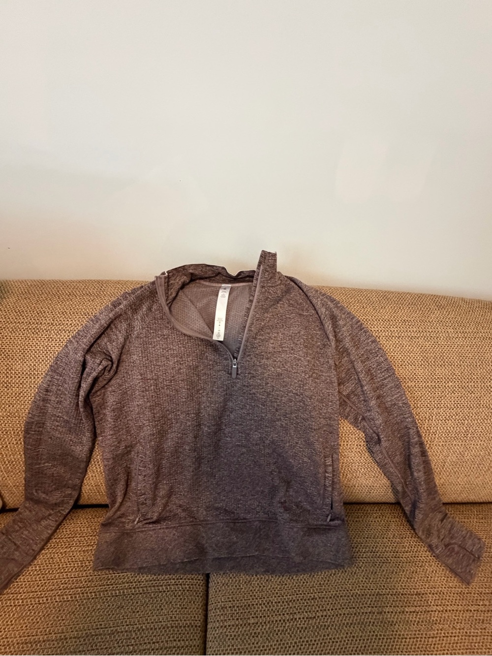 lululemon athletica Heathered Taupe Quarter-Zip Pullover